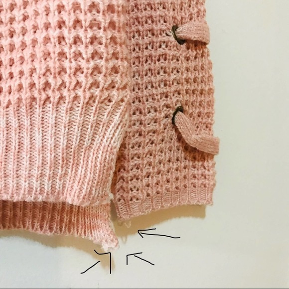 It’s Our Time Soft pink loose knit sweater with lace up V-neck - Picture 6 of 6